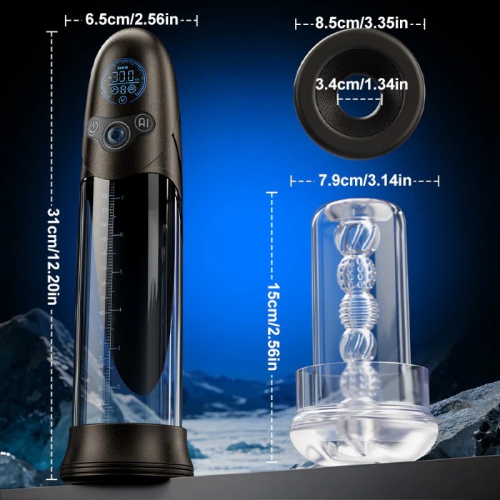 Buyging™ BathFun Pro AI Pressure-Controlled 9 Vacuum Training Penis Pump