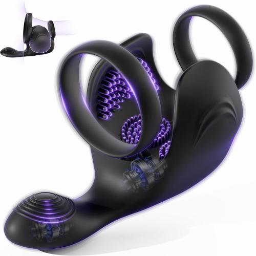 Buyging™ Testicle & Perineum Stimulation 10 Vibrating Stretchy Dual Penis Ring