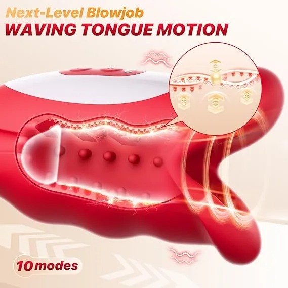 Buyging™ 10 Waving & 10 Vibrating in 3 Motors for 360° Blowjob Stroker
