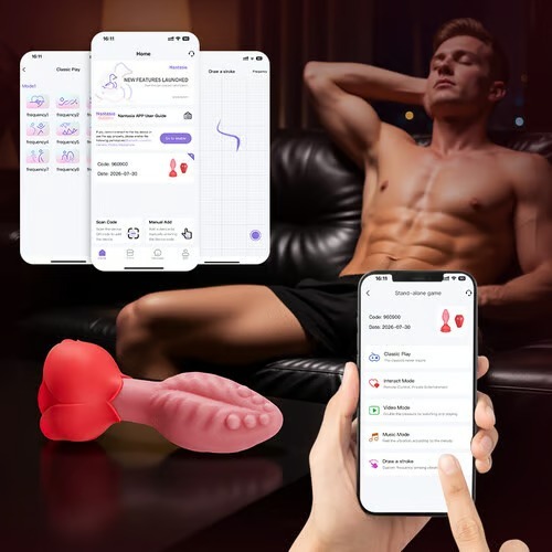 Buyging™ APP&Remote Control 9 Vibrating and 360° Rotating Anal Vibrator with Rose Base