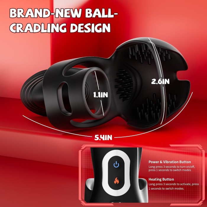 Buyging™ App-Controlled 9 Vibrating 3 Heating 360° Wrapping Penis Ring