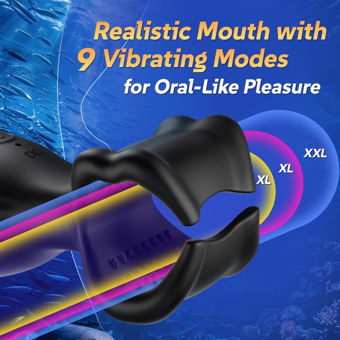Buyging™ 9 Licking 9 Vibrating Modes Realistic Glans Stimulation Penis Ring