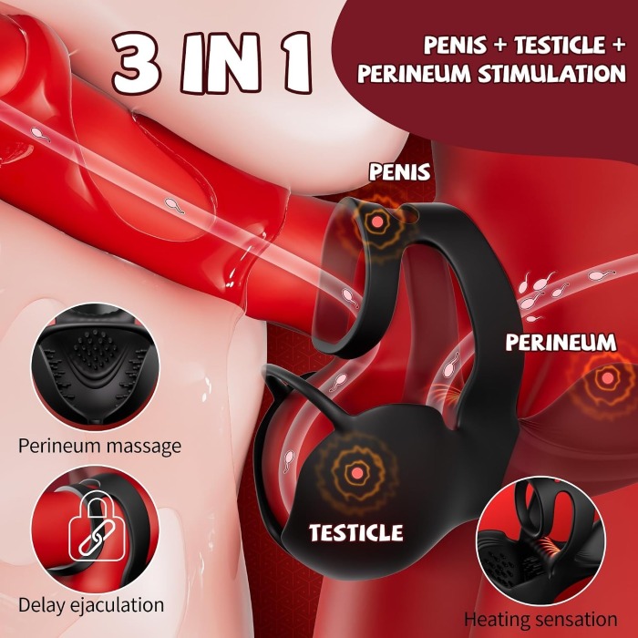 Buyging™ App-Controlled 9 Vibrating 3 Heating 360° Wrapping Penis Ring