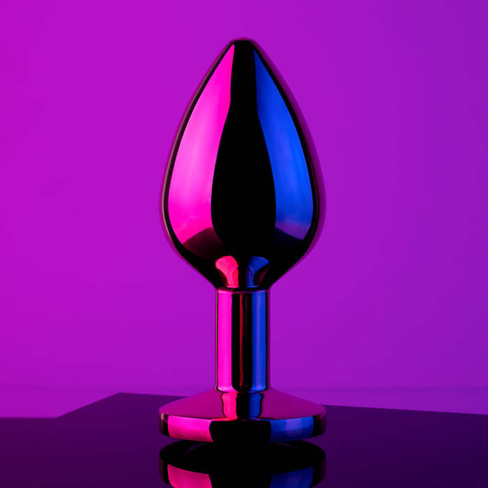 Rainbow Gem Rose Gold Metal Butt Plug