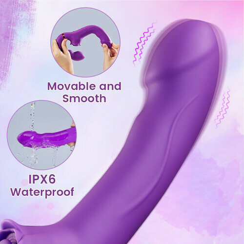 Loria for Couples 10 Tapping & Vibrating G-spot Clit Stimulator Strapless Double-ended Rmote Control Dildo