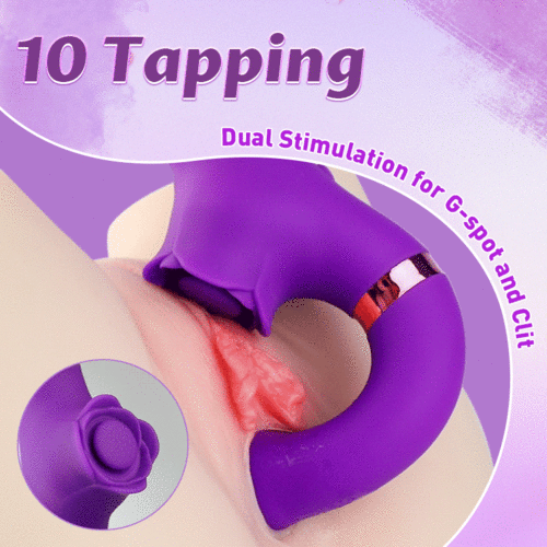 Loria for Couples 10 Tapping & Vibrating G-spot Clit Stimulator Strapless Double-ended Rmote Control Dildo