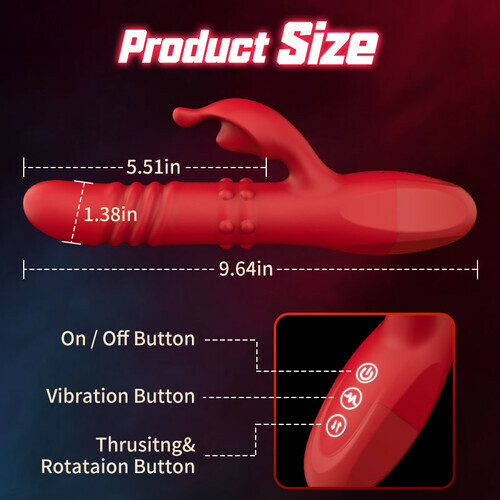 Edenlegend Cherry Red Dual Rotating Bead 10 Vibrating 6 Thrusting G Spot Vibrator