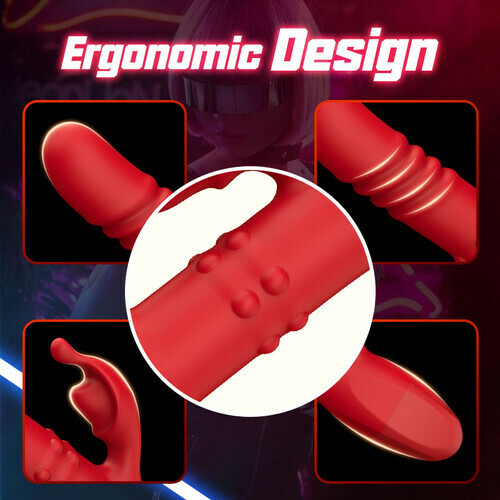 Edenlegend Cherry Red Dual Rotating Bead 10 Vibrating 6 Thrusting G Spot Vibrator