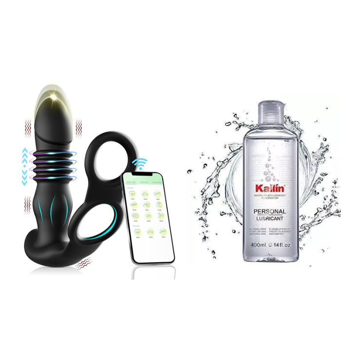 SAUL 3 -Thrusting & 12 -Vibrating Dual Cock Rings Prostate Massager