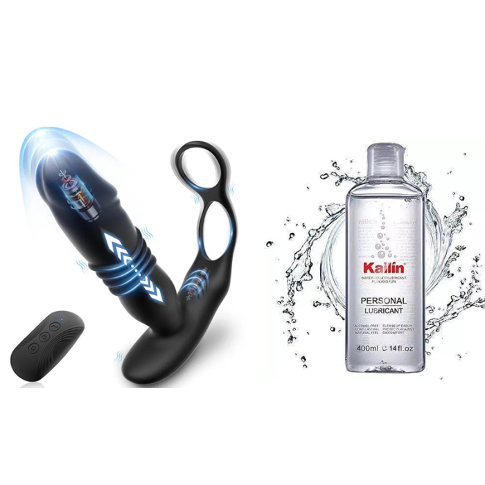 SAUL 3 -Thrusting & 12 -Vibrating Dual Cock Rings Prostate Massager