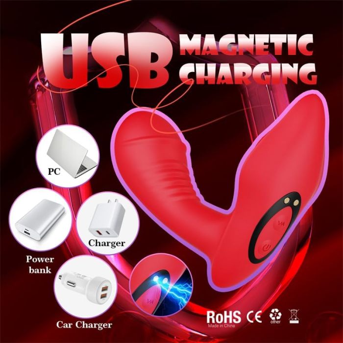 Edenlegend™ Scarlet Plug – 10-Mode Dual-Vibration Anal Plug, APP Version, Red Silicone, IPX7 Waterproof