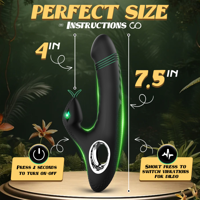 Edenlegend™ VibeBunny-X10 – 10-Mode Dual Motor Rabbit Vibrator, IPX7 Waterproof, Black Silicone + ABS