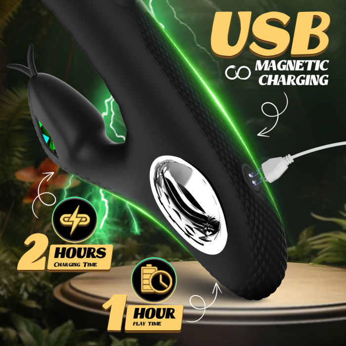 Edenlegend™ VibeBunny-X10 – 10-Mode Dual Motor Rabbit Vibrator, IPX7 Waterproof, Black Silicone + ABS