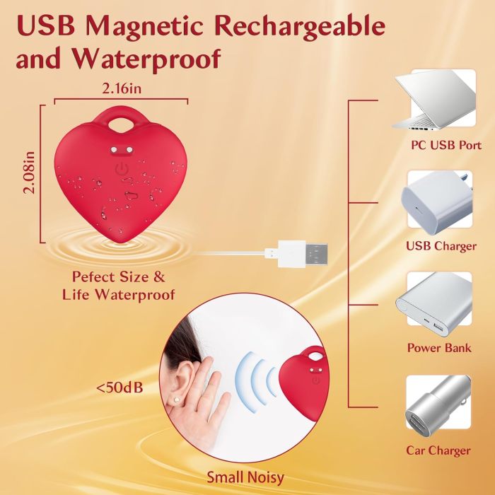 Edenlegend™ HeartCharm – 10-Mode Vibrating Heart Pendant, APP / Remote Version, Red, IPX7 Waterproof