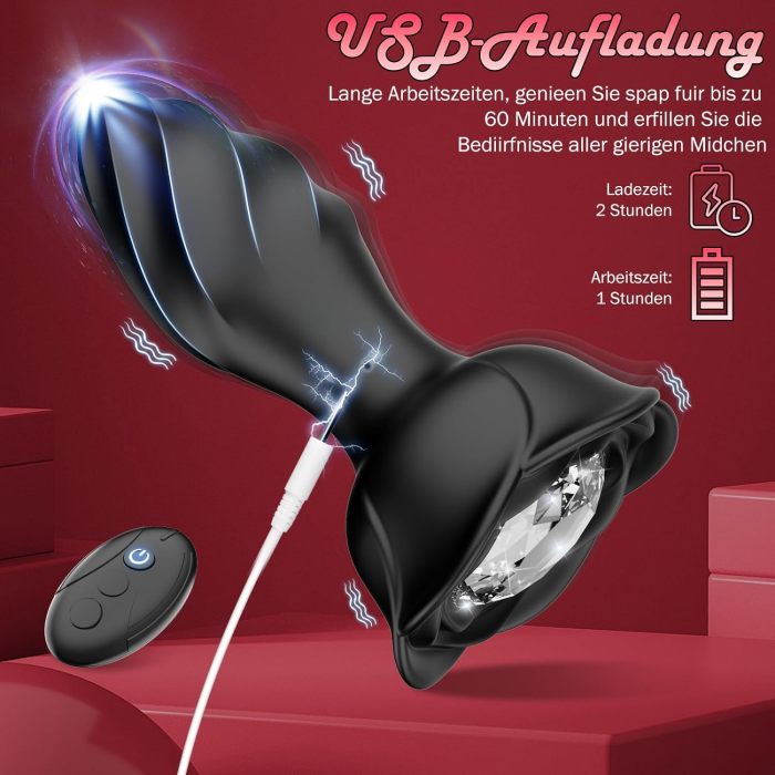 Edenlegend™ Velvet Plug – Remote-Controlled Vibrating Anal Plug, 10 Modes, IPX6 Waterproof, Black / Tiffany