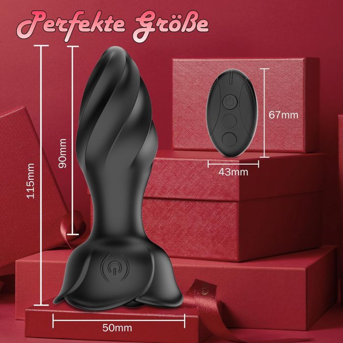 Edenlegend™ Velvet Plug – Remote-Controlled Vibrating Anal Plug, 10 Modes, IPX6 Waterproof, Black / Tiffany