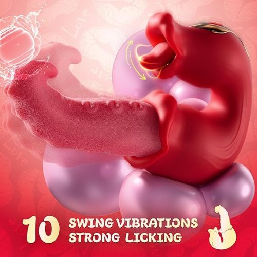 Hellofuntoys™ Rose Sex Toy: 10 Licking & Vibration Modes, G-spot Clit Stimulator& Thrusting Dildo
