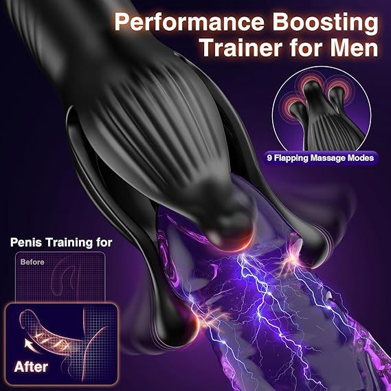 9 Tension Shock Flapping Thrusting Vibrating Cock Ring Anal Vibrator Dildo