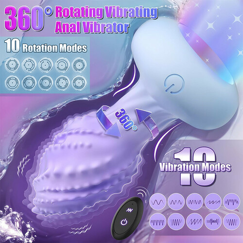 Little Monster 360° Rotating Anal Vibrator 10 Vibration Frequencies 7-Color LED Light