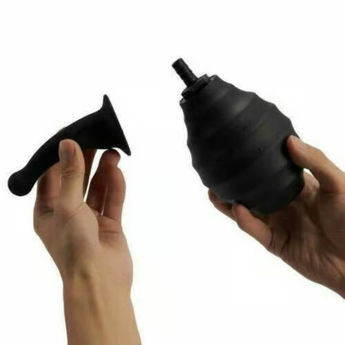 Hellofuntoys™ Curved Tip Ribbed Bulb Anal Douches Anal Sex Cleaner