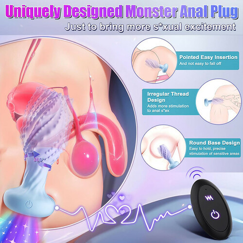 Little Monster 360° Rotating Anal Vibrator 10 Vibration Frequencies 7-Color LED Light