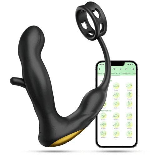 Hellofuntoys™ Hollow Flapping Vibrating Silicone Prostate Massager with Cock Ring