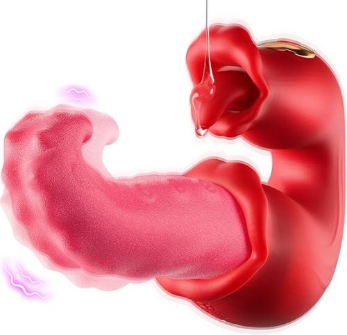 Hellofuntoys™ Rose Sex Toy: 10 Licking & Vibration Modes, G-spot Clit Stimulator& Thrusting Dildo