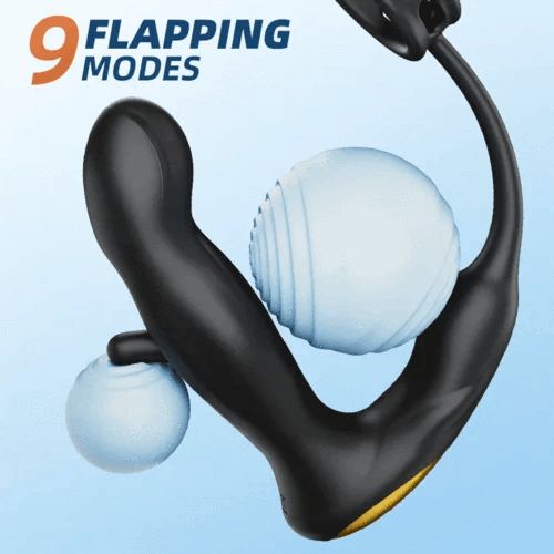 Hellofuntoys™ Hollow Flapping Vibrating Silicone Prostate Massager with Cock Ring