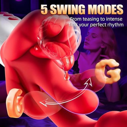5 Rhythmic Swings and 10 Tongue Vibrator Heating Mode 5 in 1 Rose Sex Toy