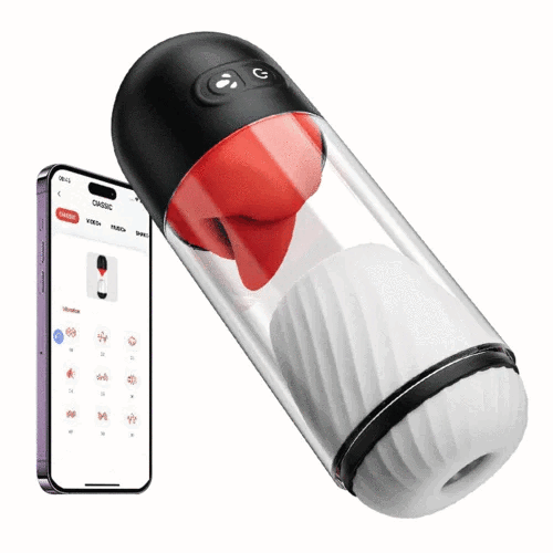 Hellofuntoys™ App Controlled Male Masturbator with 9 Tongue Licking & Vibration Modes