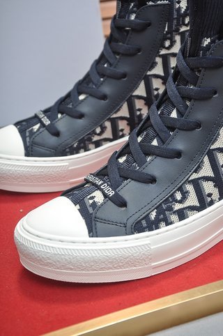 DIOR Walk'n'Dior High top Skateboard Shoes Women's Dark Blue