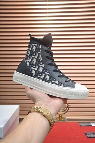 DIOR Walk'n'Dior High top Skateboard Shoes Women's Dark Blue