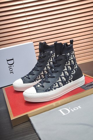 DIOR Walk'n'Dior High top Skateboard Shoes Women's Dark Blue