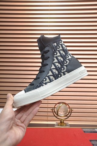 DIOR Walk'n'Dior High top Skateboard Shoes Women's Dark Blue