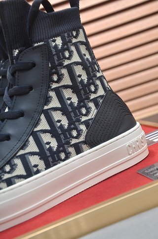DIOR Walk'n'Dior High top Skateboard Shoes Women's Dark Blue