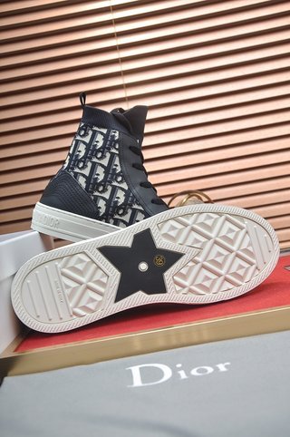 DIOR Walk'n'Dior High top Skateboard Shoes Women's Dark Blue