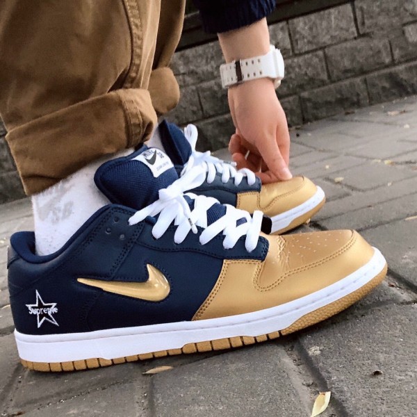 Nike Dunk SB Low Supreme Jewel Swoosh Gold
