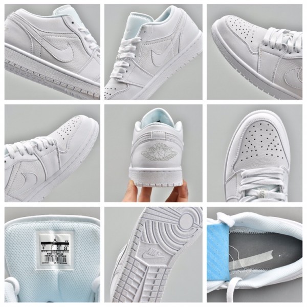 Jordan 1 Low Triple White Tumbled Leather