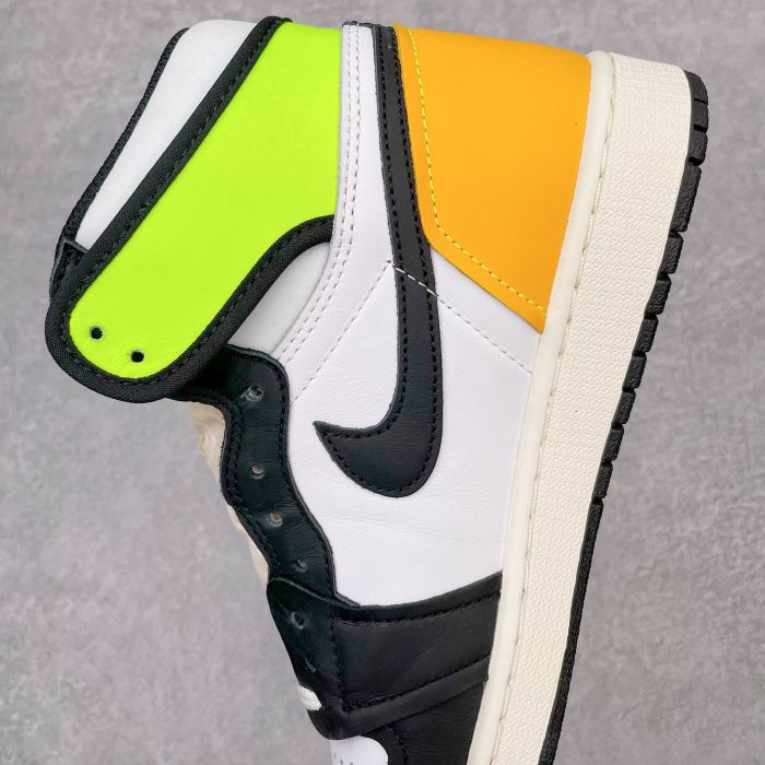 Jordan 1 Retro High White Black Volt University Gold