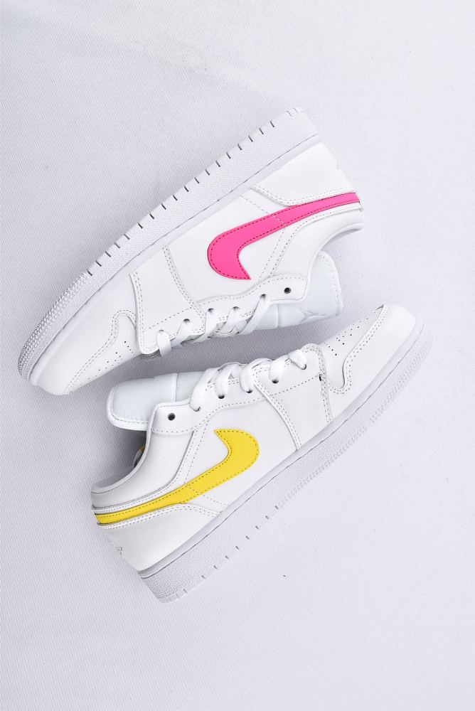 Jordan 1 Low White Multi-Color Swoosh
