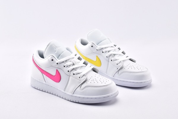 Jordan 1 Low White Multi-Color Swoosh