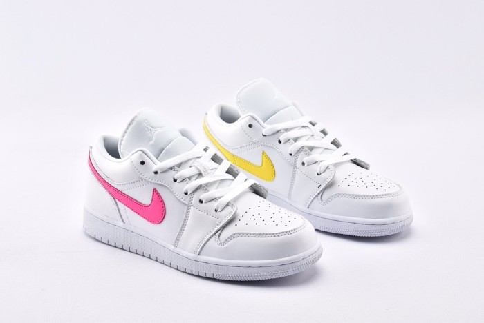 Jordan 1 Low White Multi-Color Swoosh