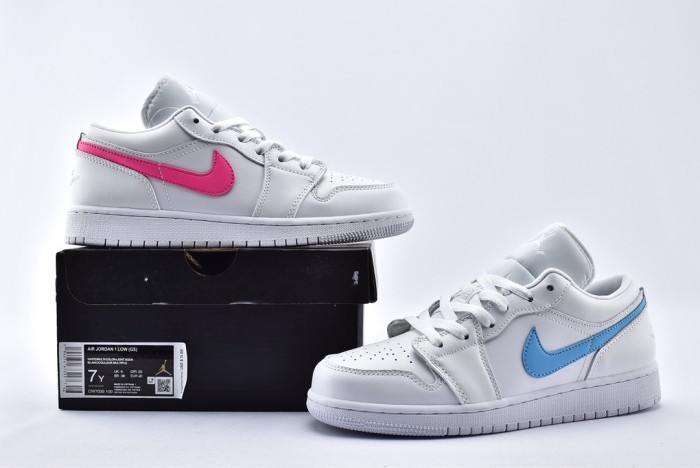 Jordan 1 Low White Multi-Color Swoosh