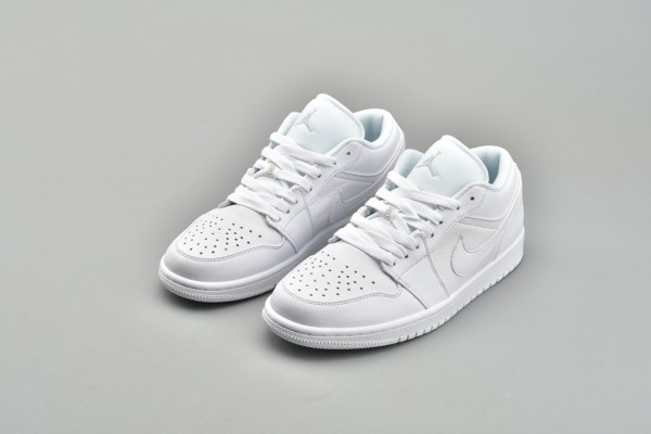 Jordan 1 Low Triple White Tumbled Leather