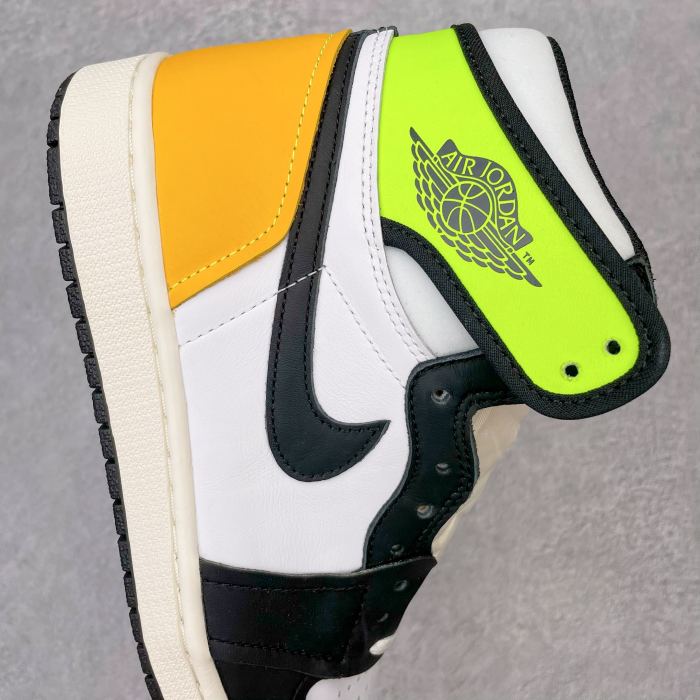 Jordan 1 Retro High White Black Volt University Gold