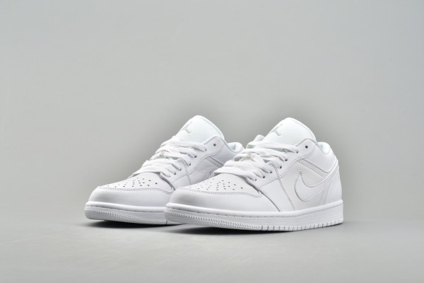 Jordan 1 Low Triple White Tumbled Leather