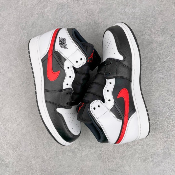 Jordan 1 Mid White Black Chile Red (GS)