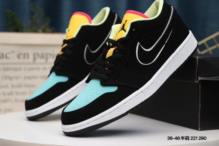 Jordan 1 Low Black Aurora Green Laser Orange