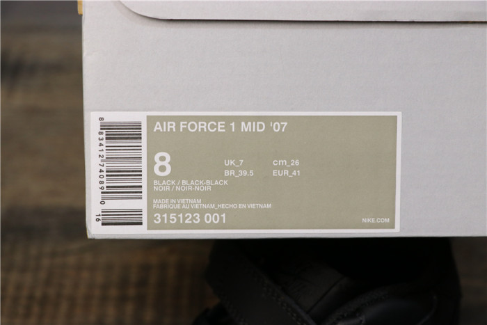 Nike Air Force 1 Mid '07 Triple Black (2021)