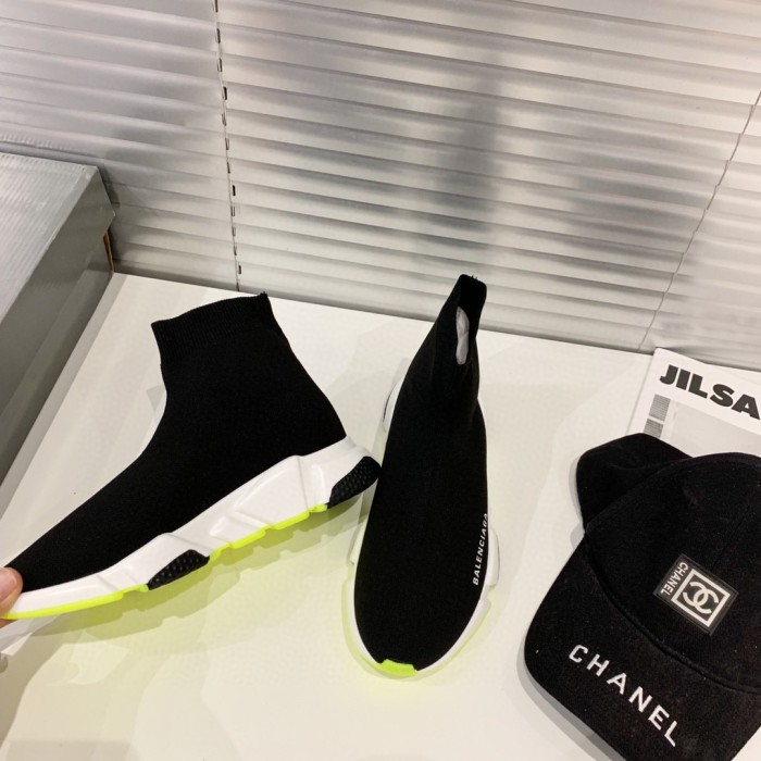 Balenciaga Speed Trainer Black White Neon 2019